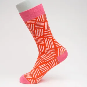 White Stripes Pink Socks