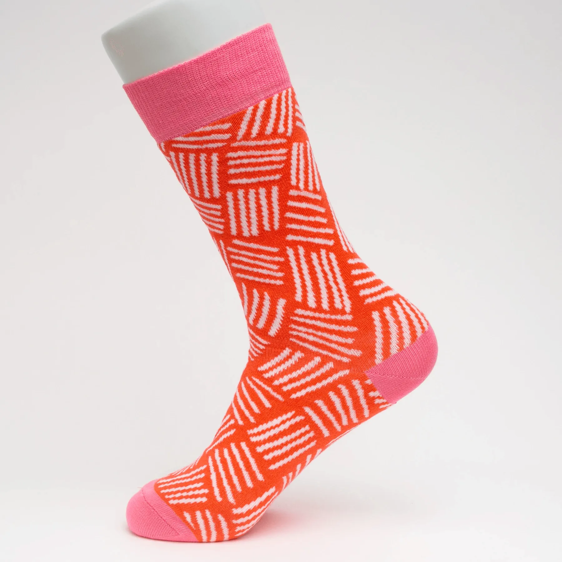 White Stripes Pink Socks