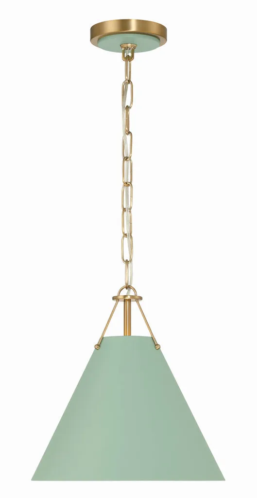 Xavier 1 Light Vibrant Gold   Green Mini Pendant