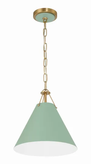 Xavier 1 Light Vibrant Gold   Green Mini Pendant