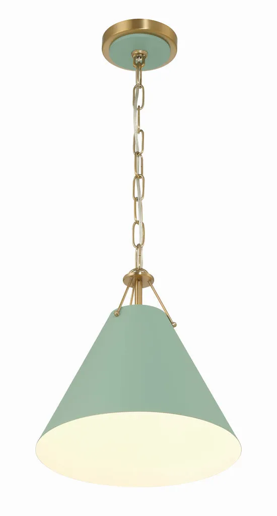 Xavier 1 Light Vibrant Gold   Green Mini Pendant